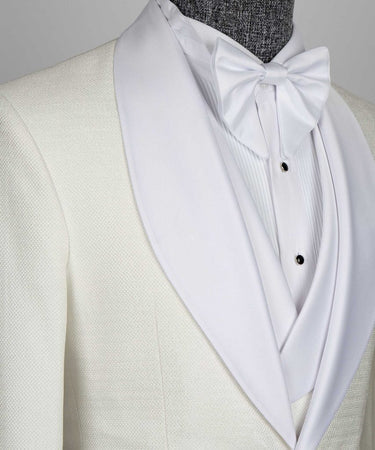 Whi̇te Satin Collar Whi̇te Tuxedo