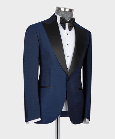 Navy Blue – Black Lapeled Tuxedo