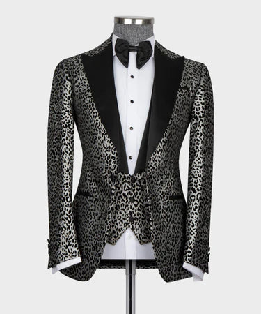 Leopard Print Tuxedo Gray-Black