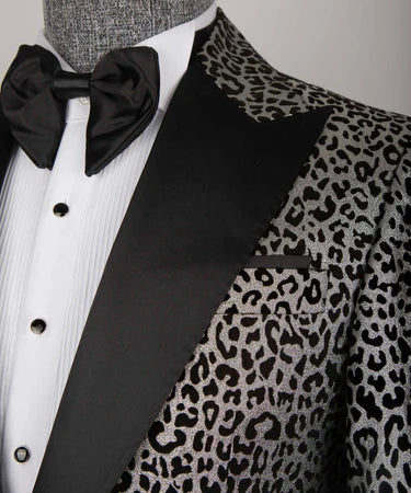 Leopard Print Tuxedo Gray-Black