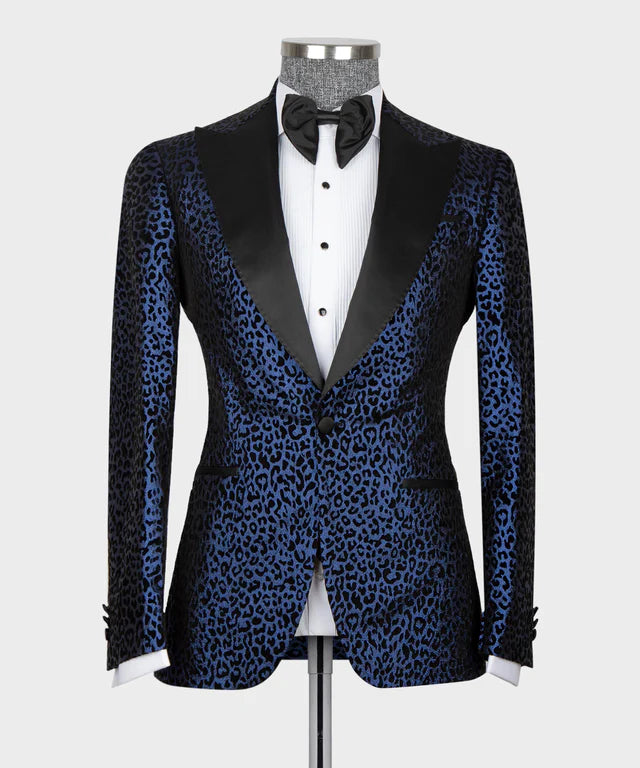 Leopard Print Tuxedo Blue-Black