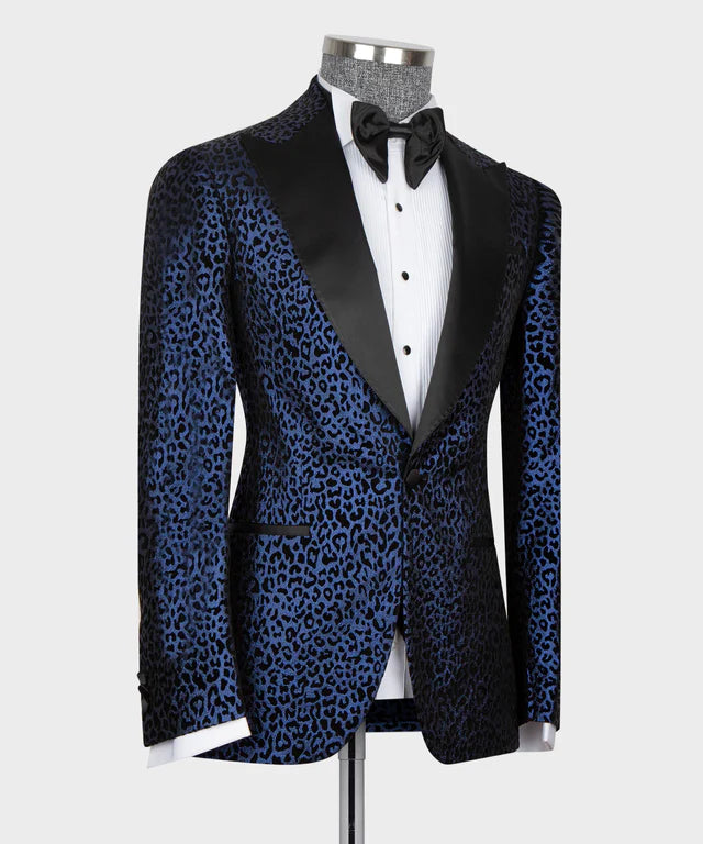 Leopard Print Tuxedo Blue-Black