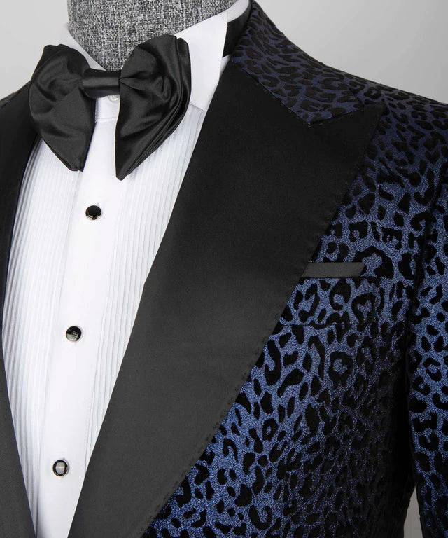 Leopard Print Tuxedo Blue-Black