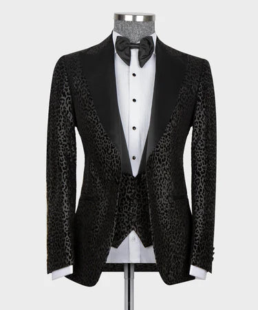 Leopard Print Tuxedo Black