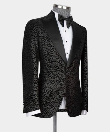 Leopard Print Tuxedo Black