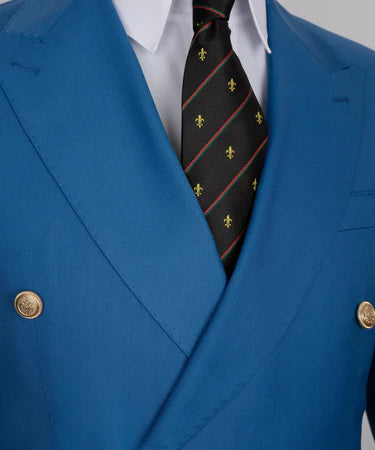 Blue Double Breasted Gold Button Men’S Suit