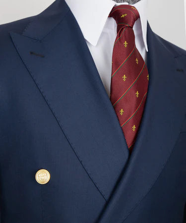 Dark Blue Double Breasted Gold Button Men’S Suit