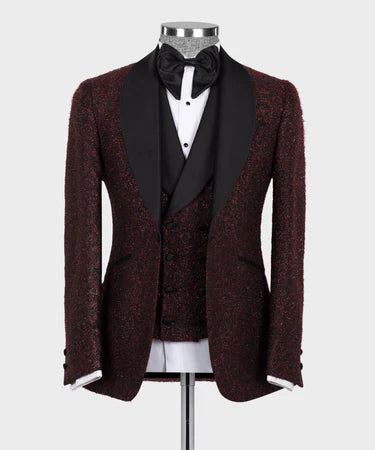 Burgundy Glitter Tuxedo