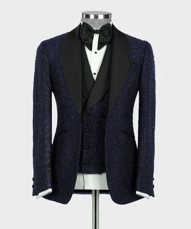 Dark Blue Glitter Tuxedo