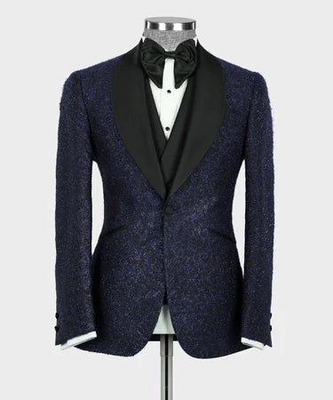 Dark Blue Glitter Tuxedo