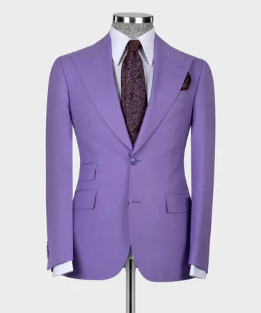 Dio Baby Lonian Men's Lilac 100% Wool Classic Vest Pointed Collar Suit Straight Leg Trousers