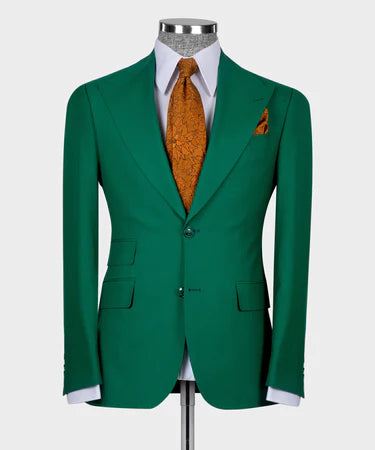 Dio Baby Lonian Men's Green 100% Wool Triple Classic Vest Suit W/ Straight Leg Trousers