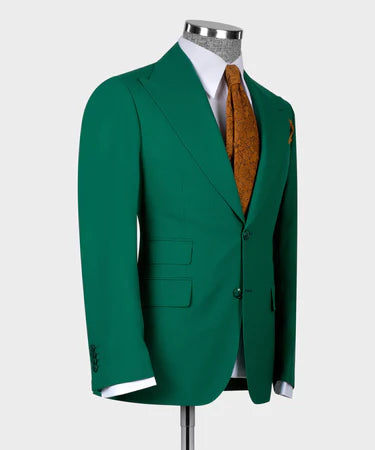 Dio Baby Lonian Men's Green 100% Wool Triple Classic Vest Suit W/ Straight Leg Trousers