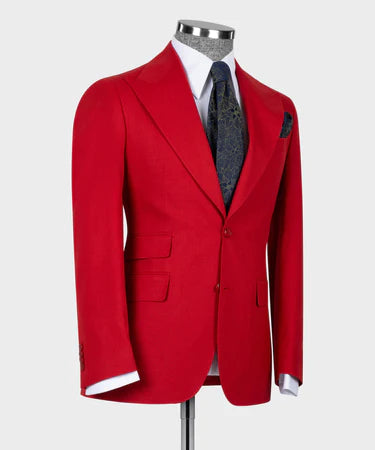 Dio Baby Lonian Men's Red 100% Wool Front 2 Button Classic Vest Suit Straight Leg Trousers