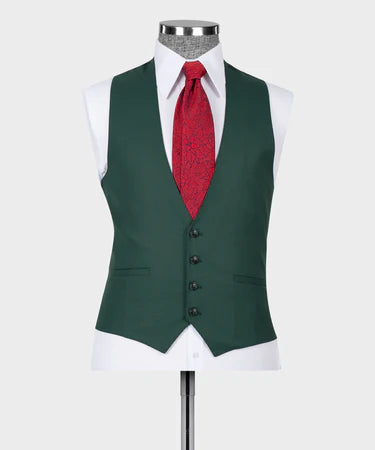 Dio Baby Lonian Men's Green 100% Wool Triple Classic Vest Suit Straight Leg Trousers