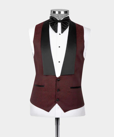 Pointed Collar Tuxedo Burgundy