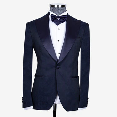 Pointed Collar Tuxedo Navy Blue