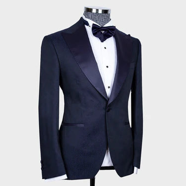 Pointed Collar Tuxedo Navy Blue