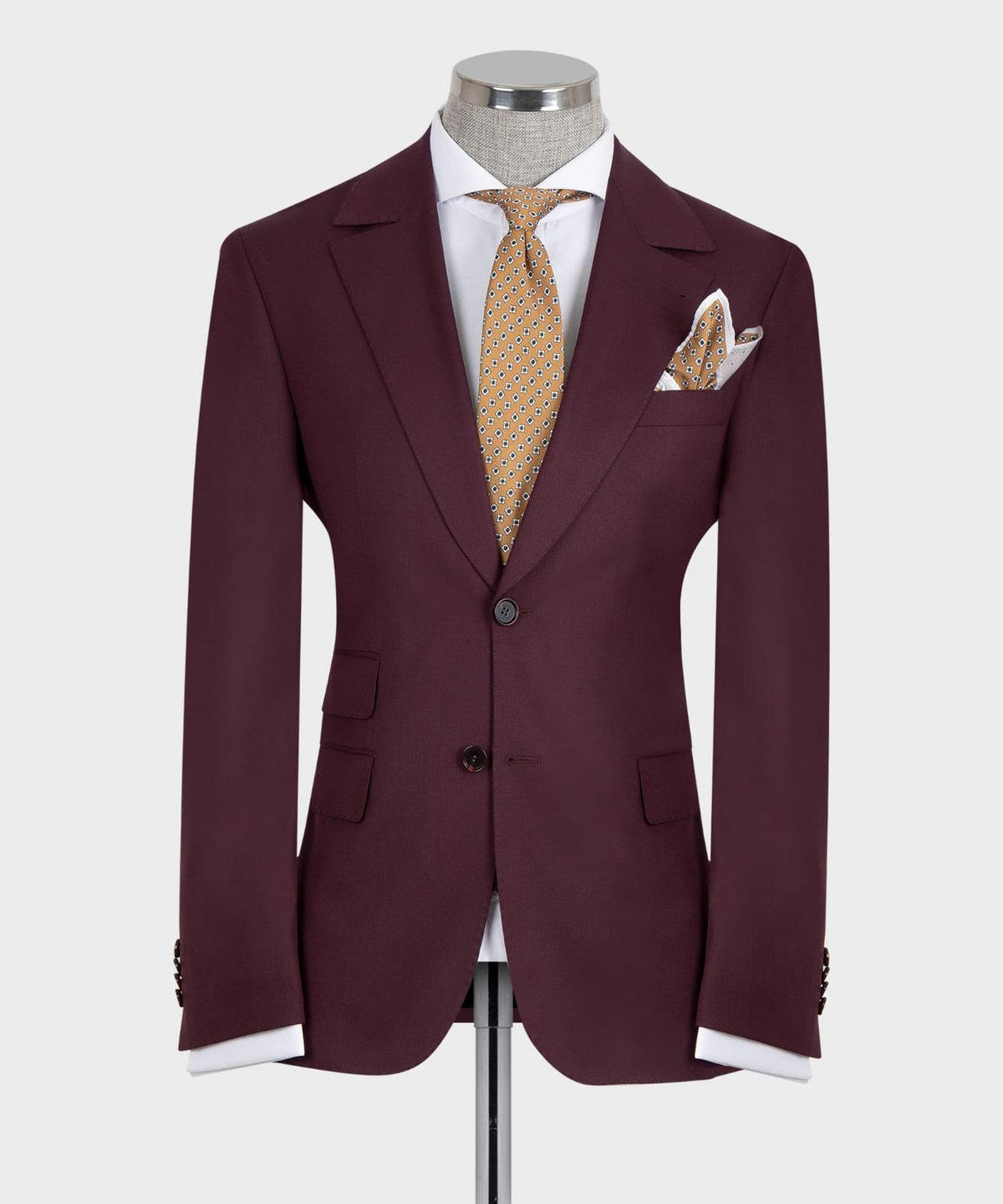 Dio Baby Lonian Men's Burgundy 100% Wool Front 2 Button Classic Vest Suit W/ Straight Leg Trousers