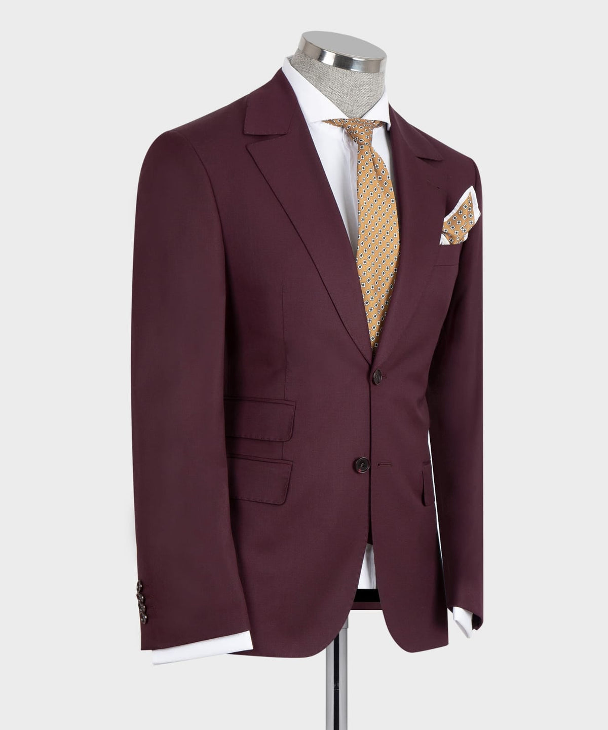 Dio Baby Lonian Men's Burgundy 100% Wool Front 2 Button Classic Vest Suit W/ Straight Leg Trousers