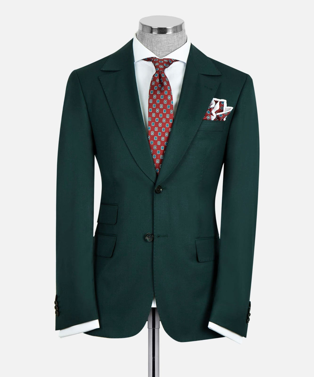 Dio Baby Lonian Men's Green 100% Wool Classic Spot-stitched Vest Classic Suit